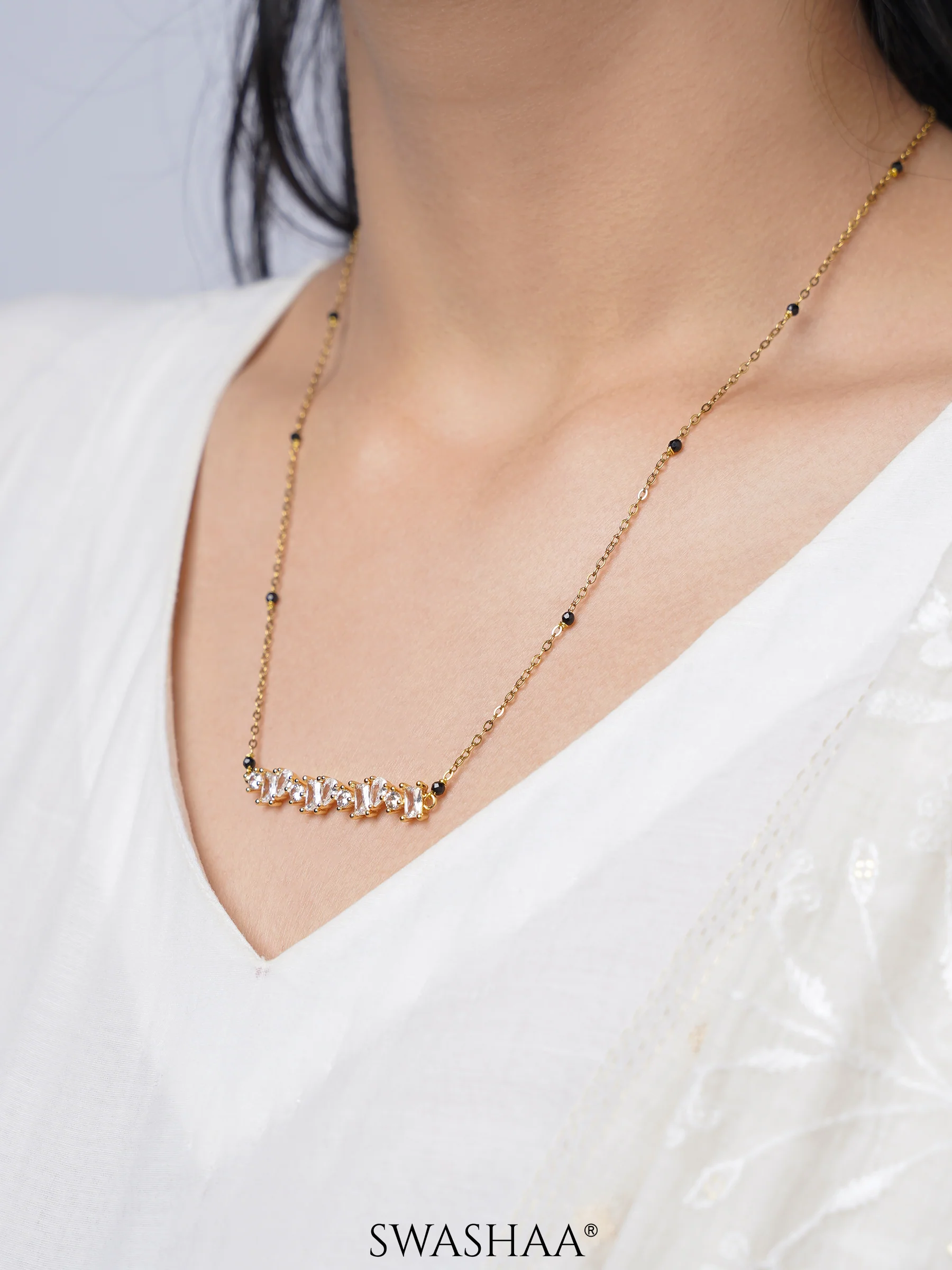 Zivelle Solitaire Cluster Bar Mangalsutra - Image 3